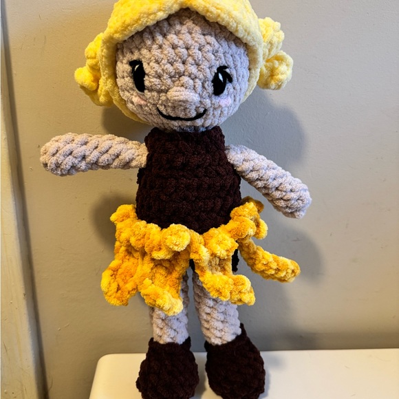 Other - Crocheted Handmade Crochet Doll with Sunflower Yellow and Brown Outfit
